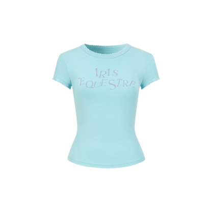 Tencel-Cotton Letter Print Slim T-Shirt