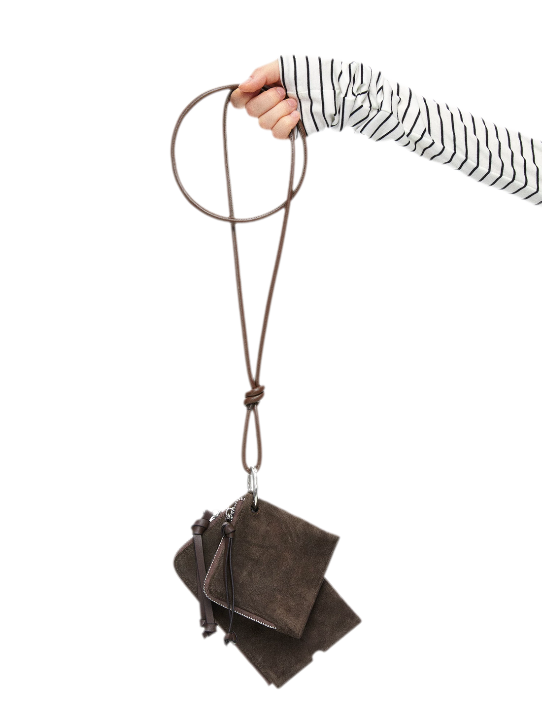 First Layer Cowhide and Suede Crossbody Card Wallet