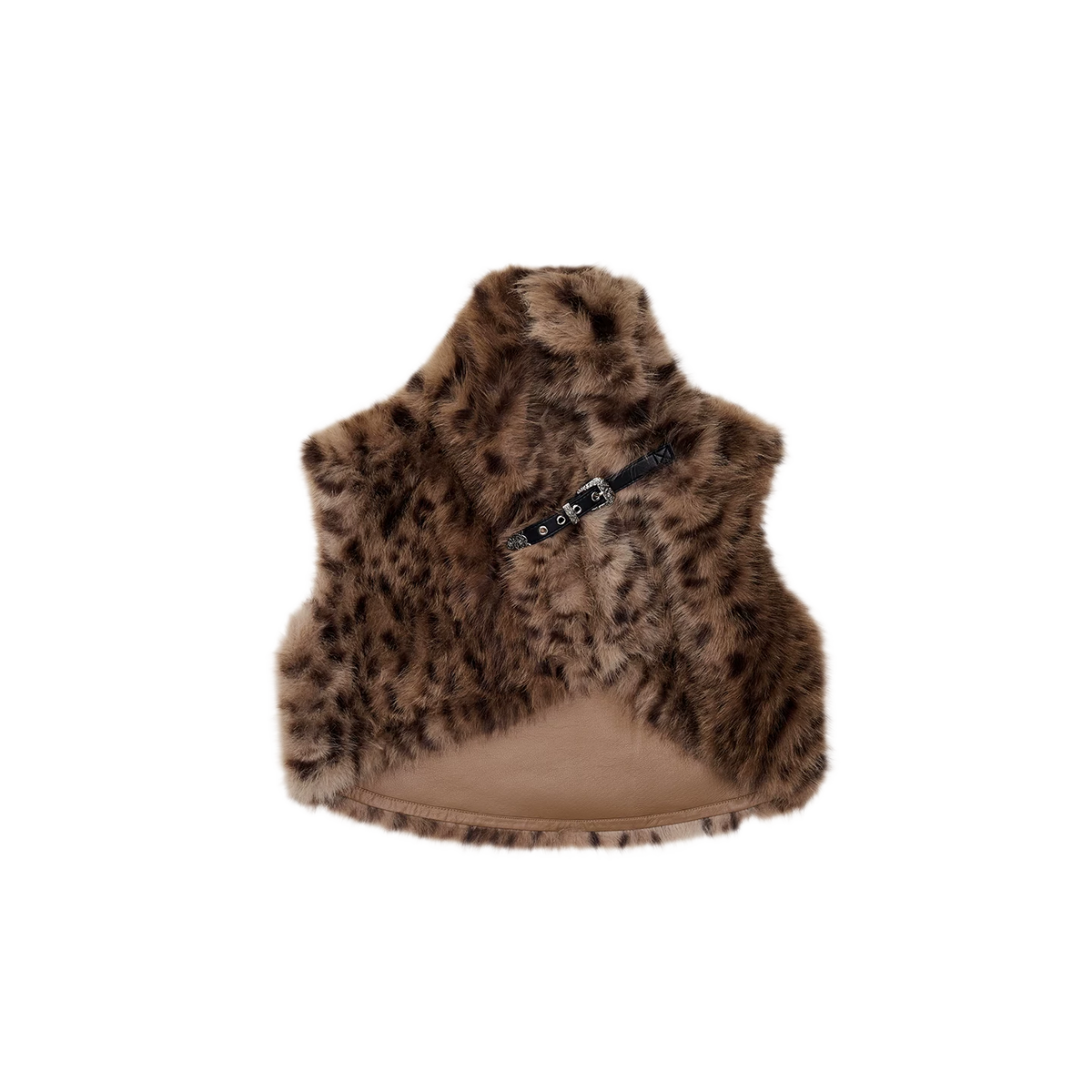 Belted Leopard Faux Fur Vest