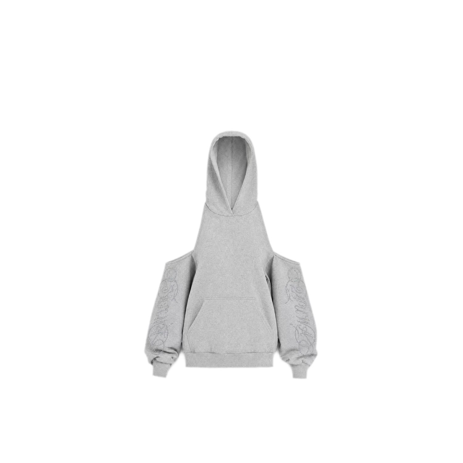 Rhinestone Off-Shoulder Hoodie Set