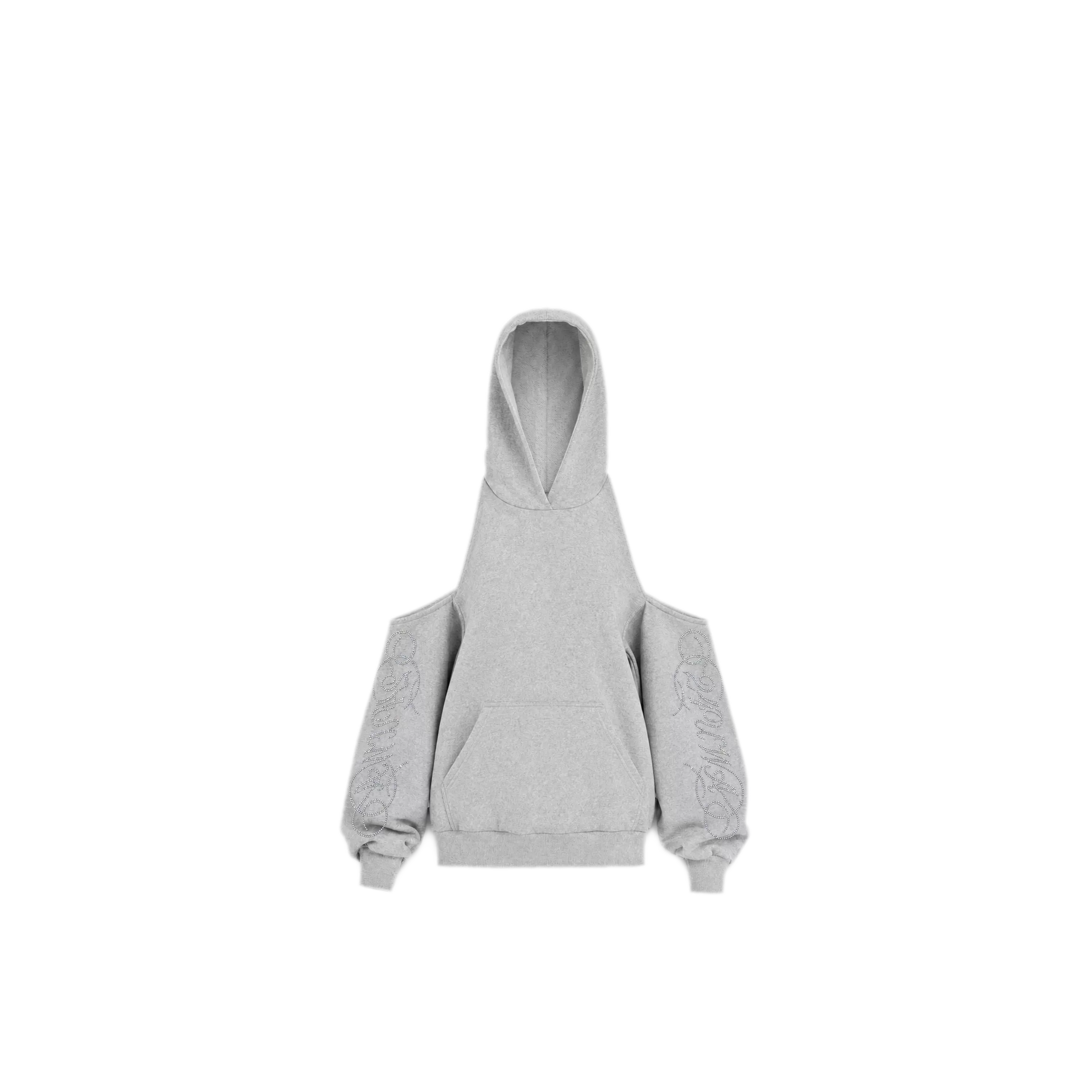 Rhinestone Off-Shoulder Hoodie Set