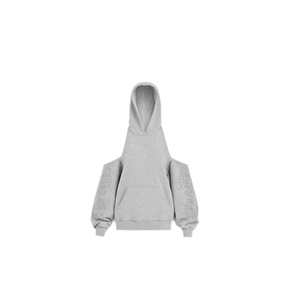 Rhinestone Off-Shoulder Hoodie Set