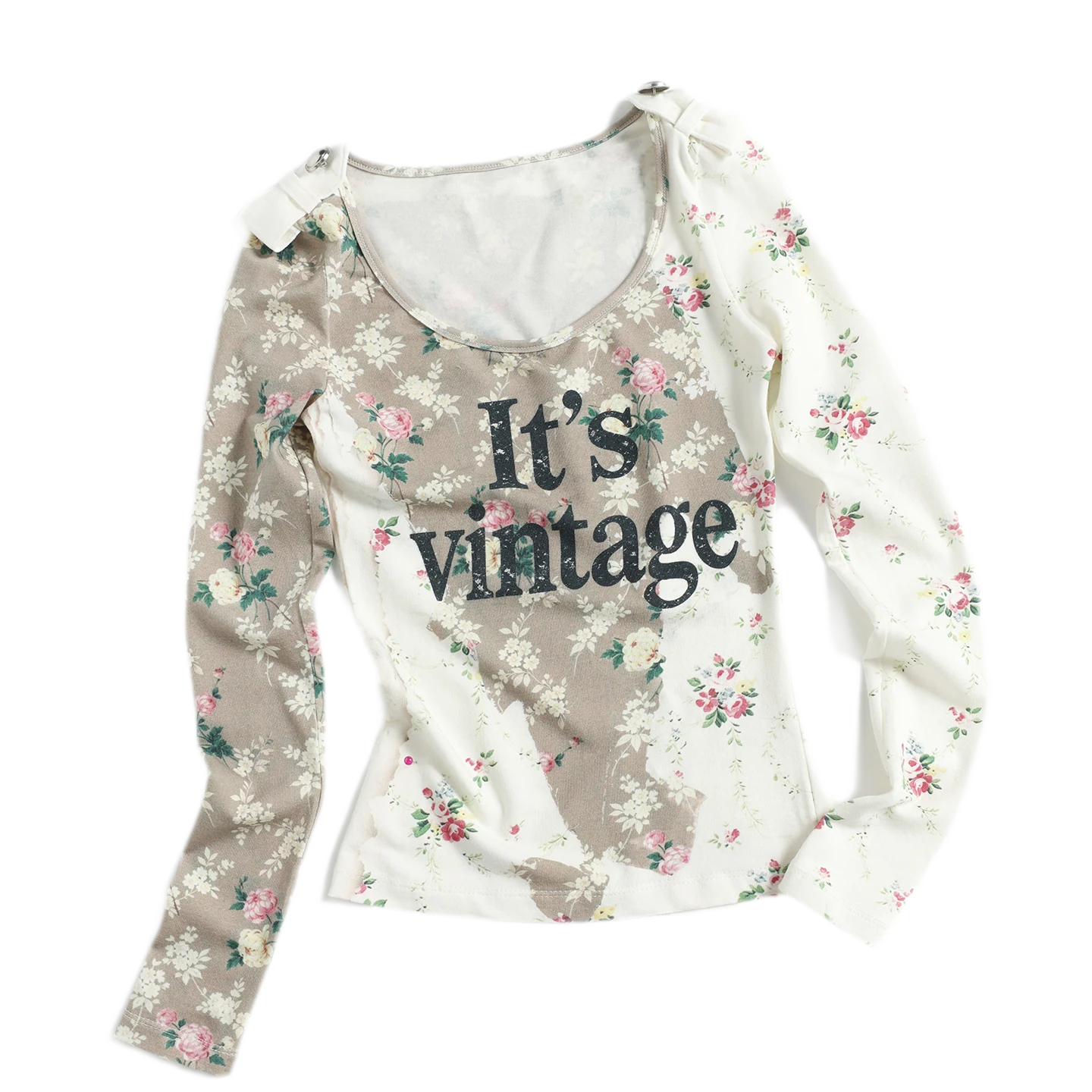 Floral Scoop-Neck Fitted T-Shirt