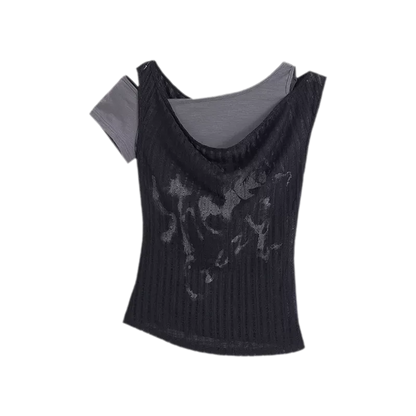 Punk Graffiti Layered T‑Shirt