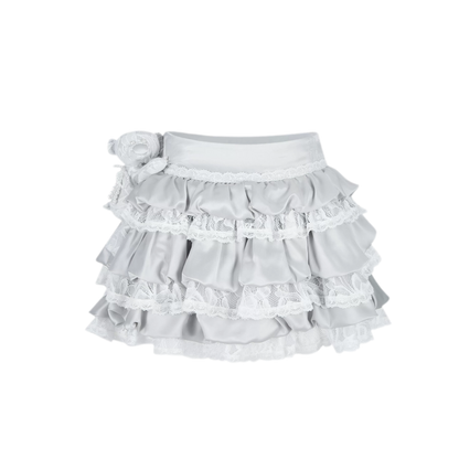 Lace Bear Puff Mini Skirt