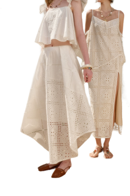 Clear White Embroidered Cotton Set