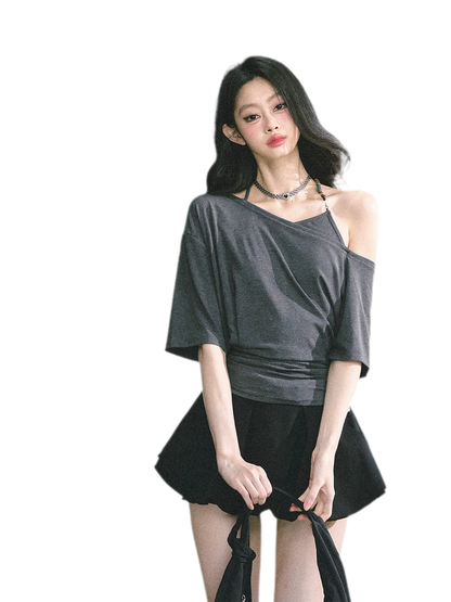 Asymmetric Beaded Off-Shoulder Top