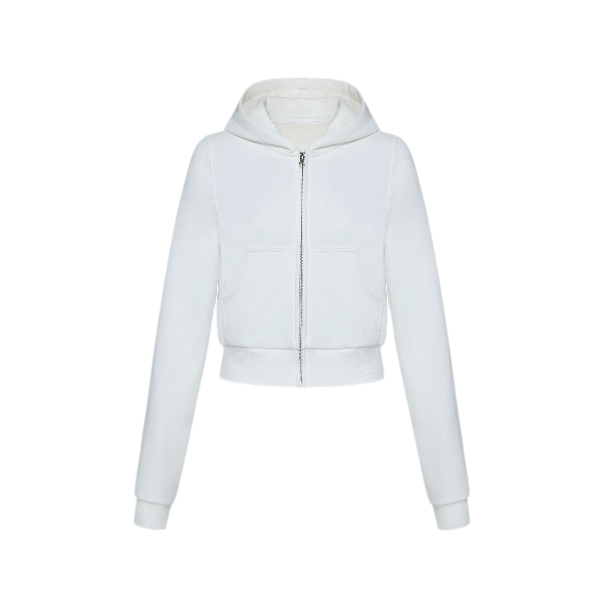 Ribbed Slim-Fit Cropped Hoodie