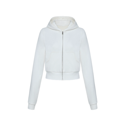 Ribbed Slim-Fit Cropped Hoodie