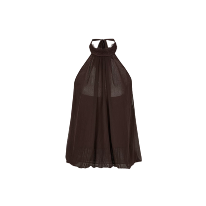 Sleeveless Chiffon Tie-Neck Waist Shirt