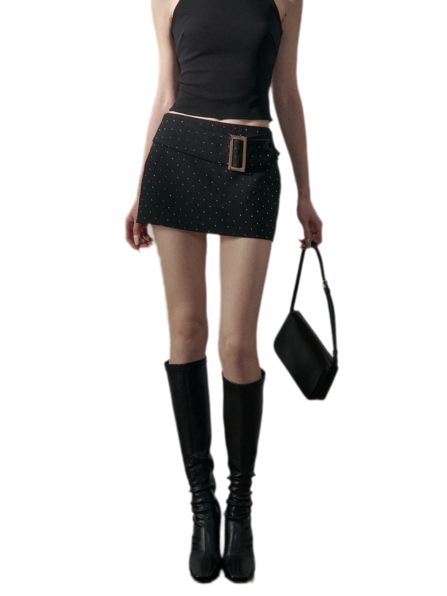 Rhinestone Low Rise Mini Skirt