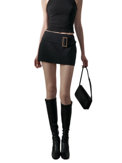Rhinestone Low Rise Mini Skirt