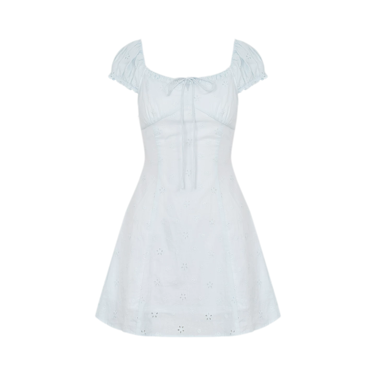 Embroidered A-Line Short Sleeve Dress