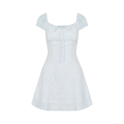 Embroidered A-Line Short Sleeve Dress