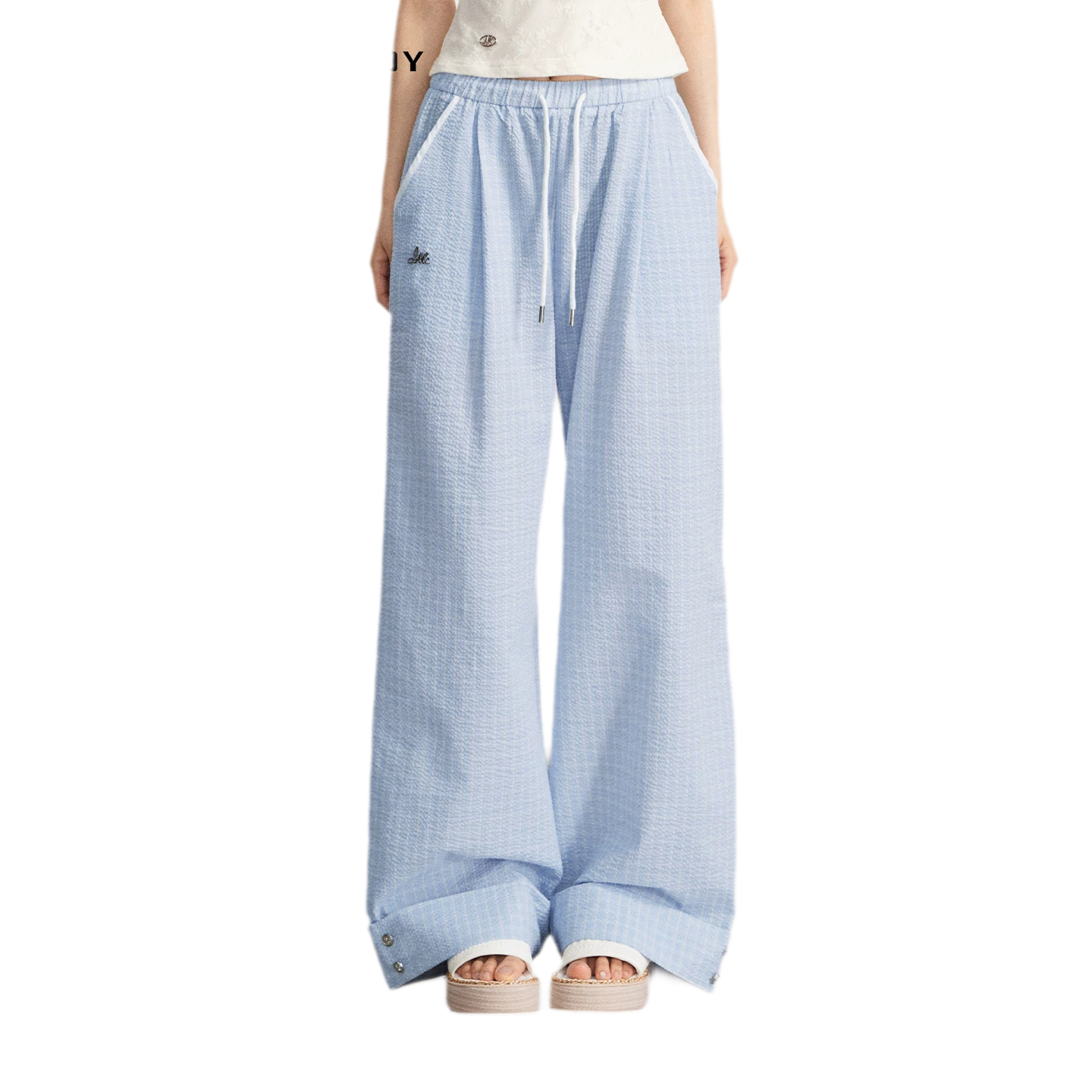 Plaid Wide-Leg Trousers