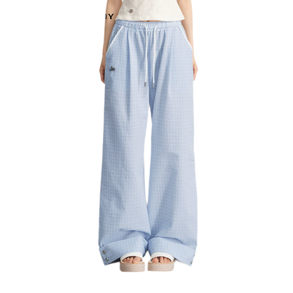 Plaid Wide-Leg Trousers