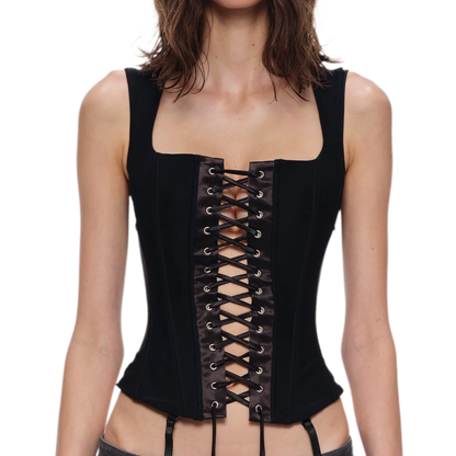 Lace-Up Boned Cropped Corset