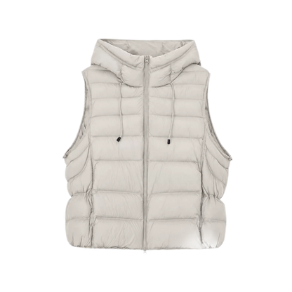 Cropped Hooded Duck-Down Vest