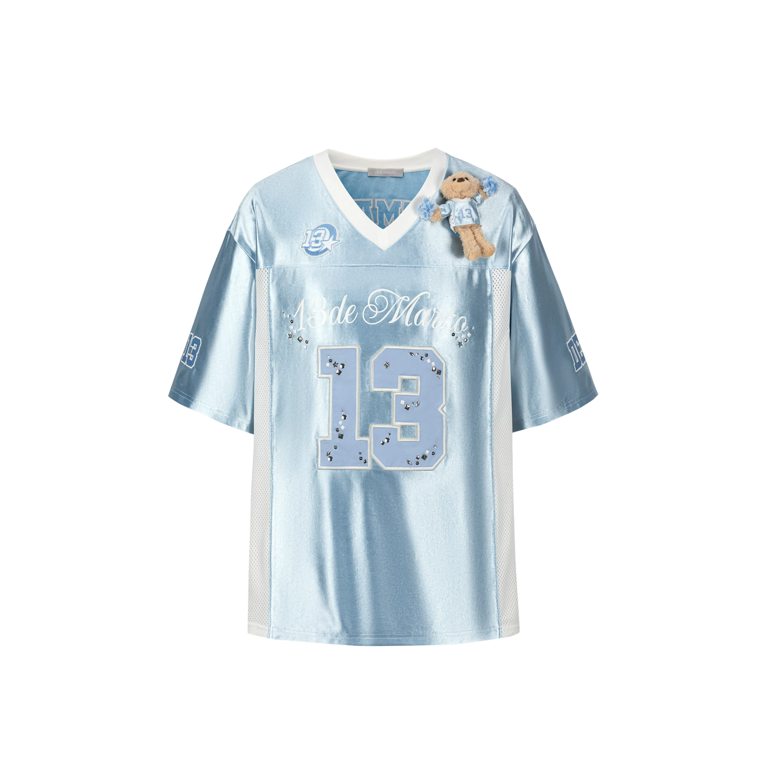 Satin V-Neck Short Sleeve T-Shirt