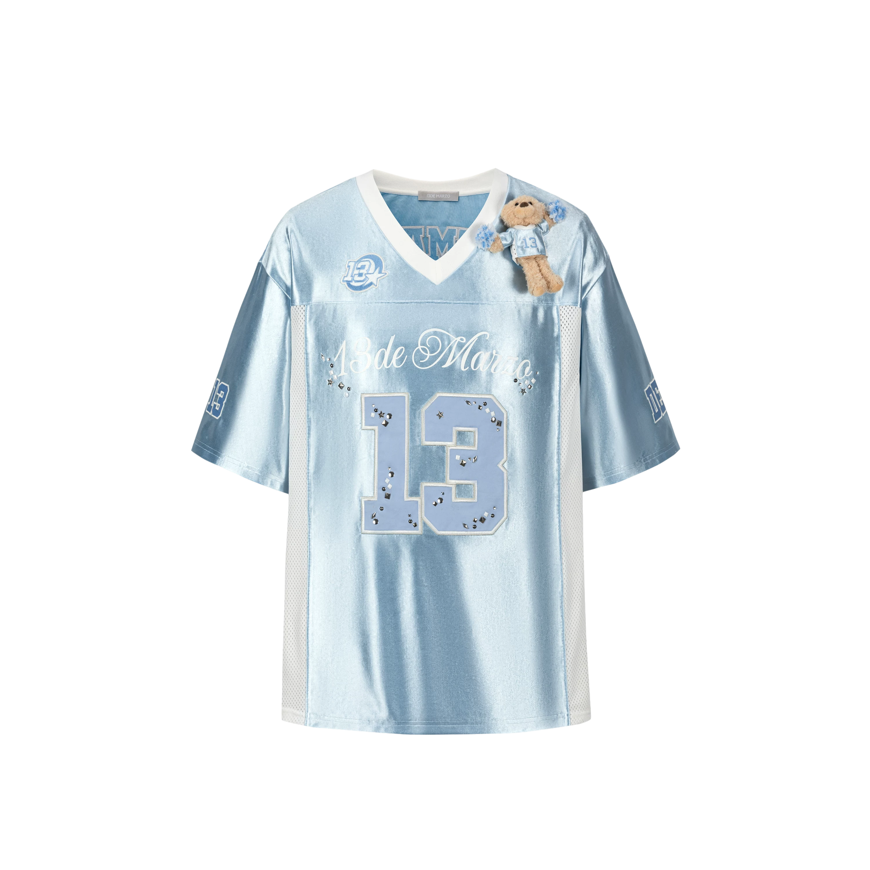 Satin V-Neck Short Sleeve T-Shirt