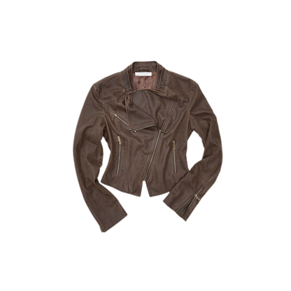 Washed Leather-Look Fitted Jacket