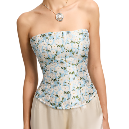 Jacquard Camellia Corset Top