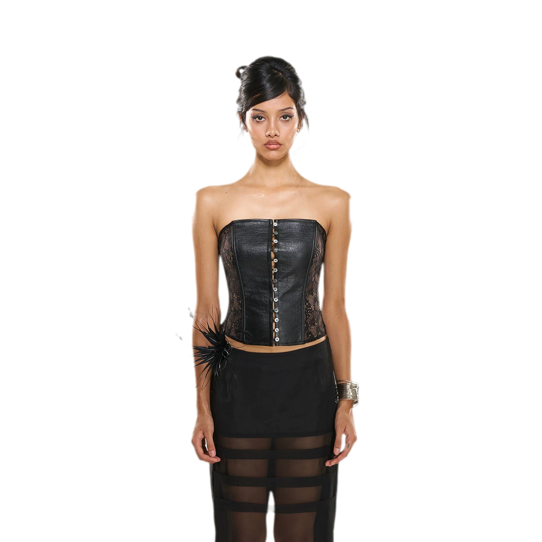 Snakeskin Lace Boned Bustier Top