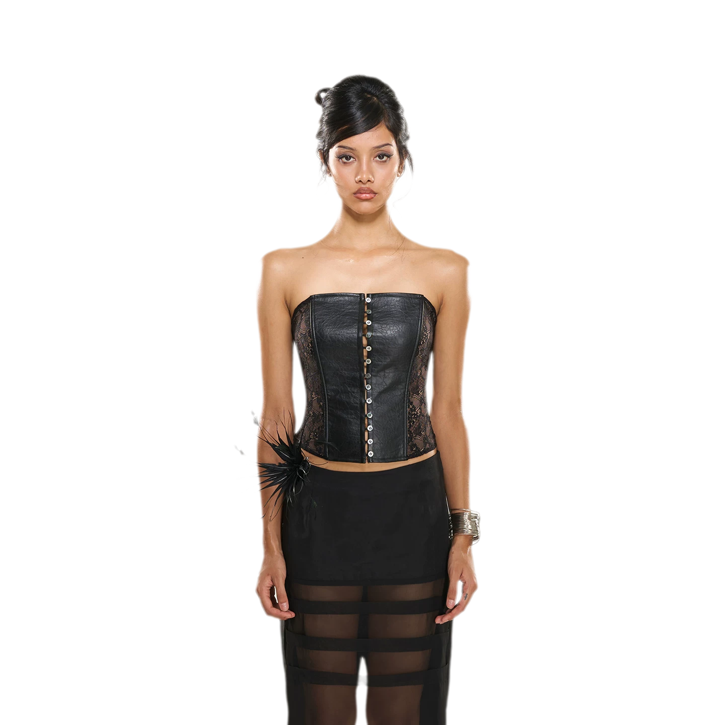 Snakeskin Lace Boned Bustier Top