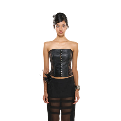 Snakeskin Lace Boned Bustier Top