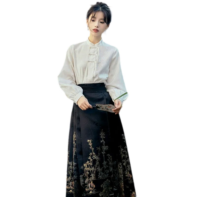 墨白·竹下听澜 Ink Bamboo Ripples Brocade Mamian