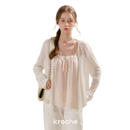 French Holiday Chiffon Top