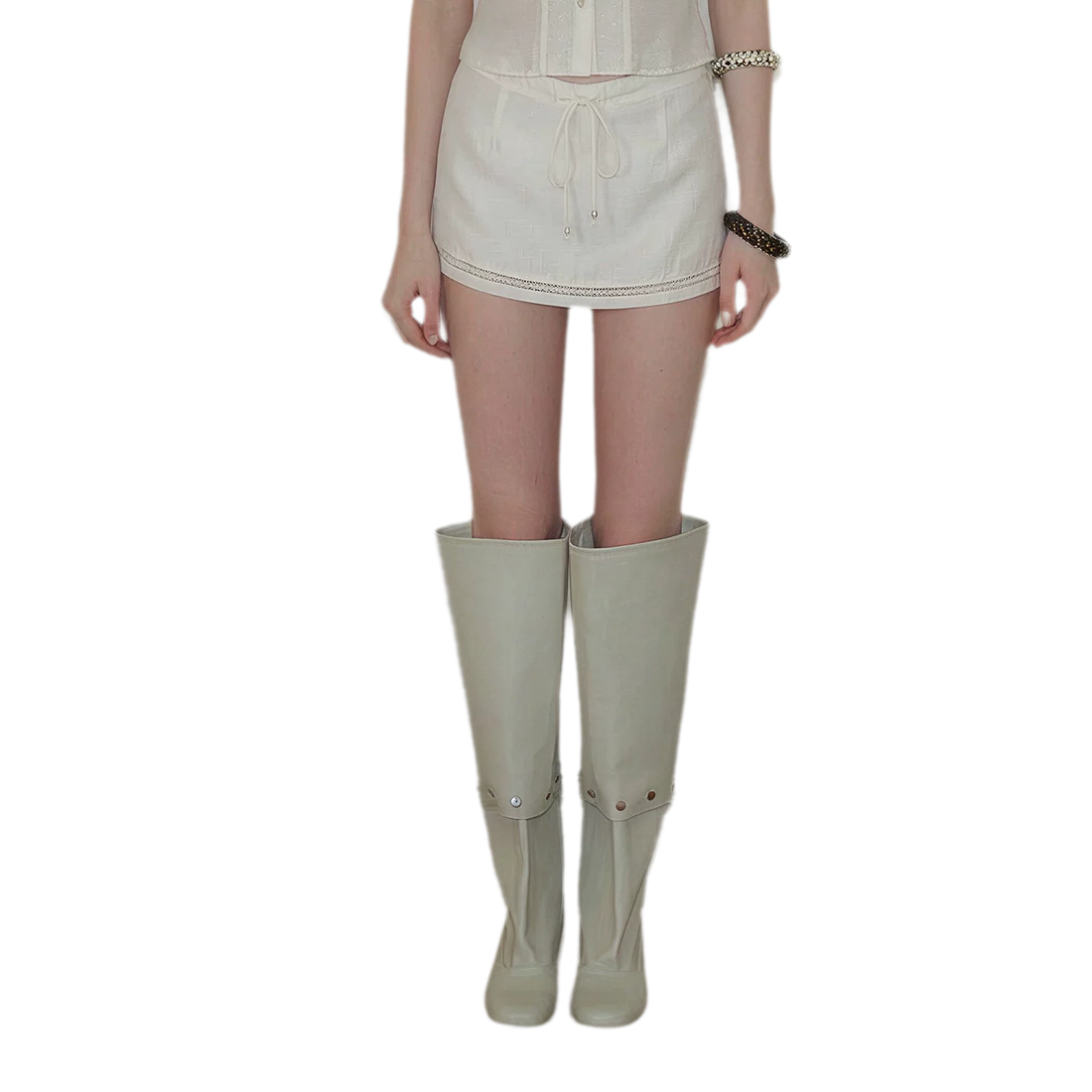 NEVERMORE Acetate Blouse Skirt Set – White (Skirt) (Pre-order)
