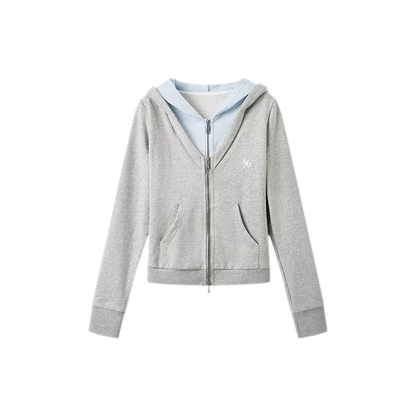 Paneled Faux-Two-Piece Hooded Sweatshirt