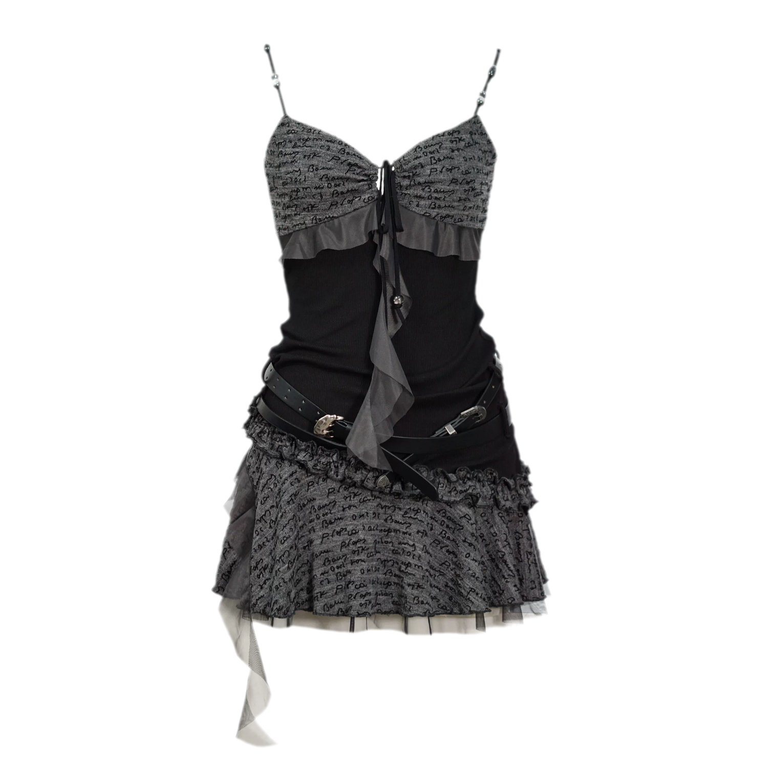 Ruched Mesh Strap Dress