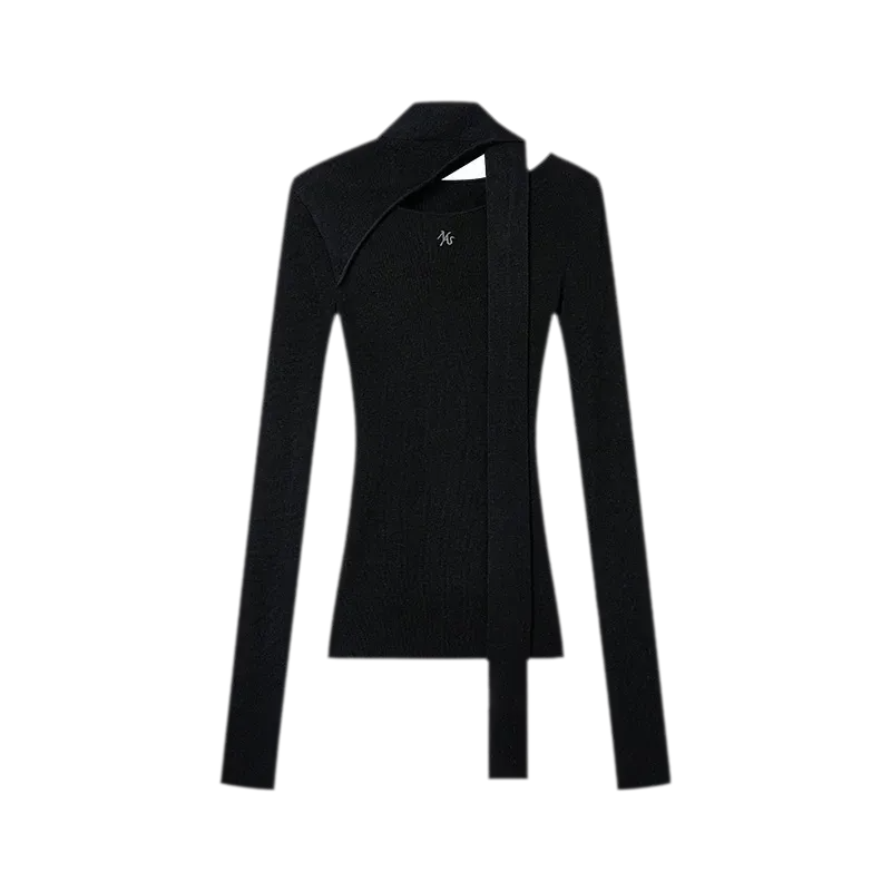 Cashmere Asymmetric Cutout Knit Top
