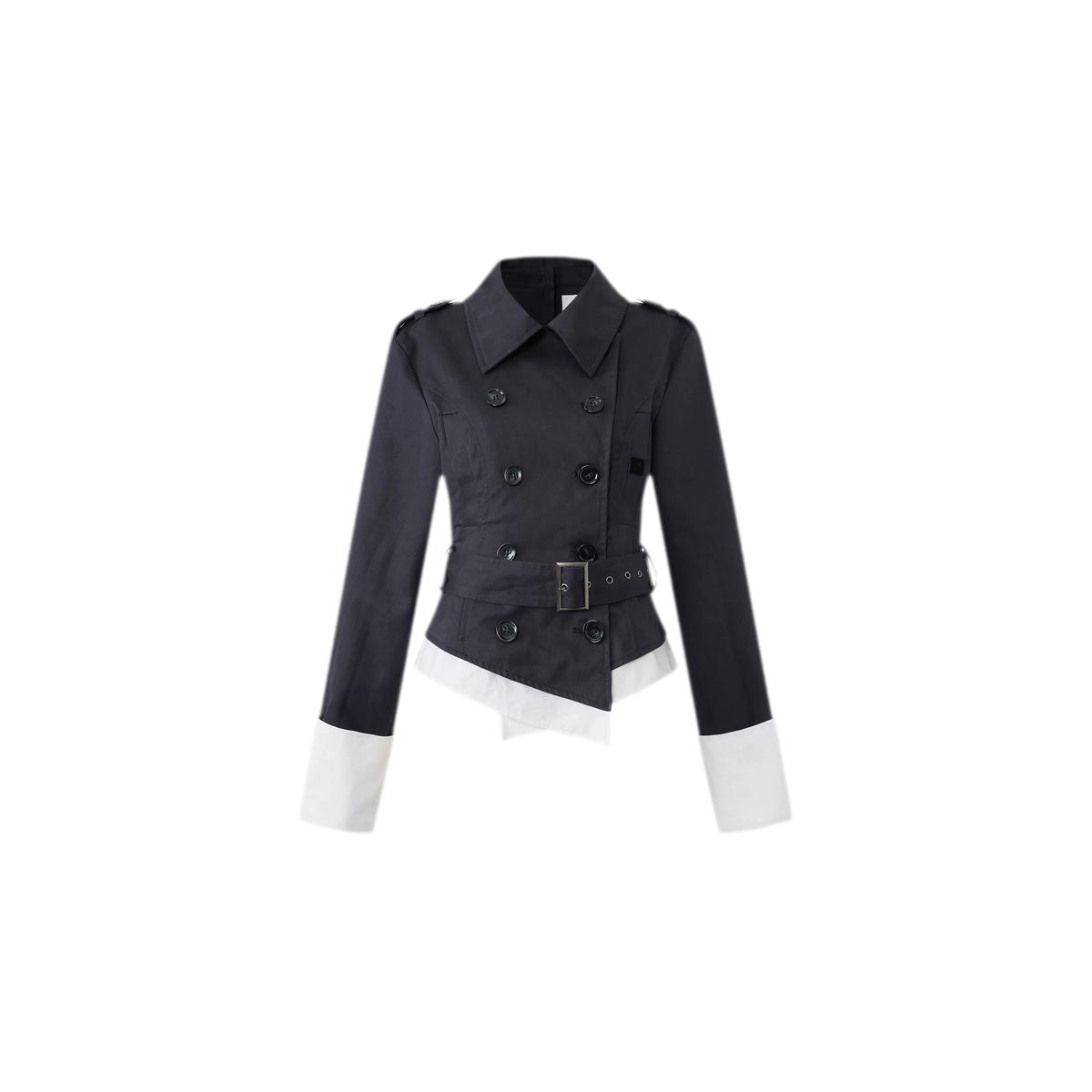 Contrast Cuff Cropped Trench Coat