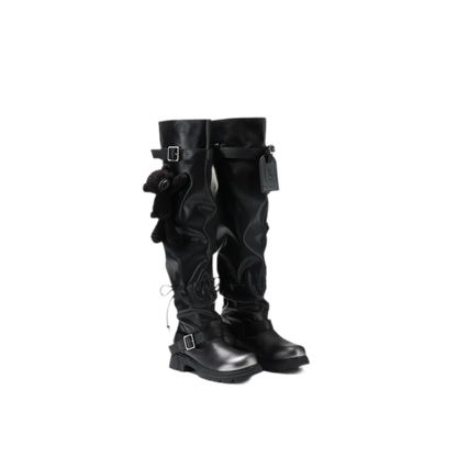 Schlaffe knielange Lederstiefel