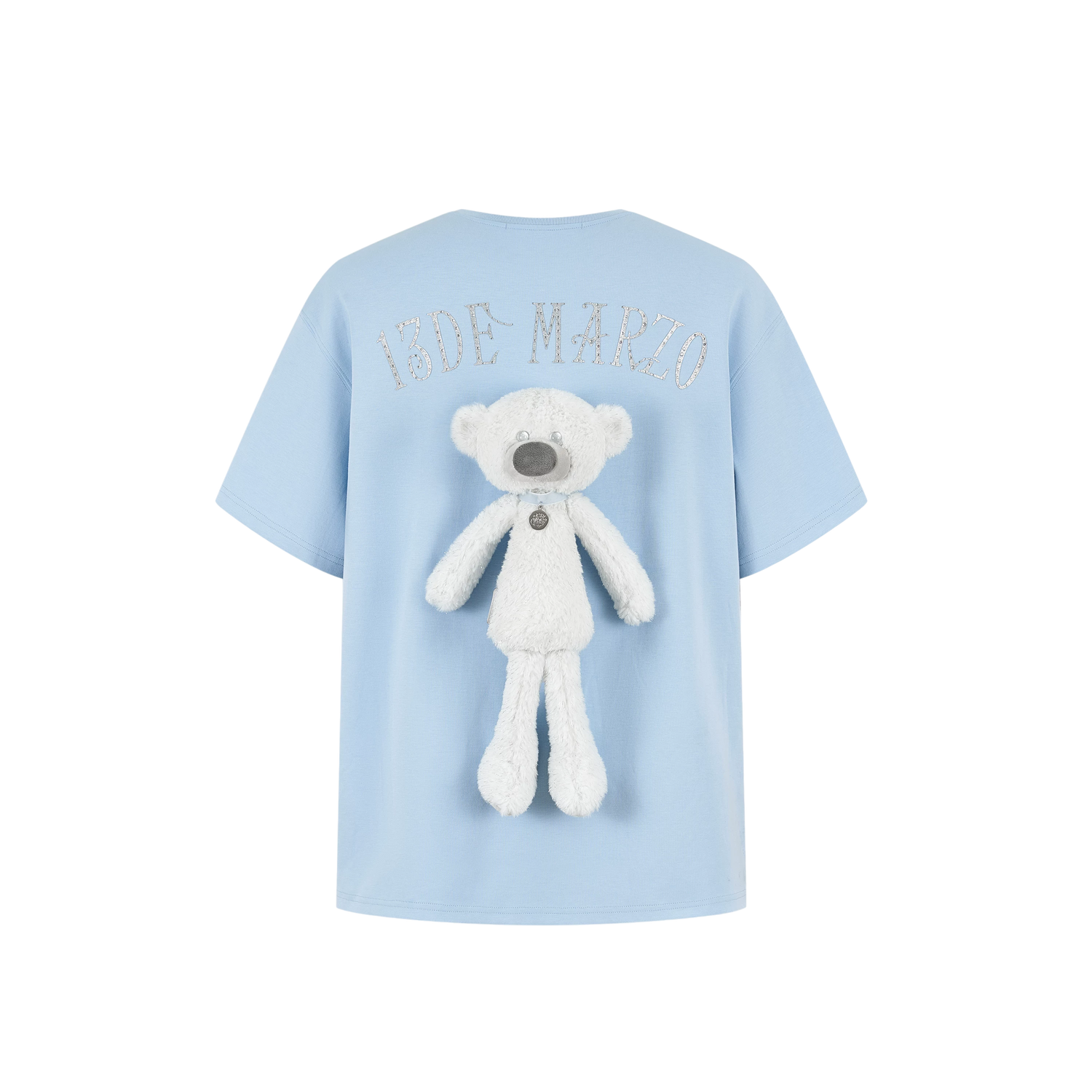 Unisex Silver Bear Print Loose T-shirt