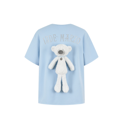 Unisex Silver Bear Print Loose T-shirt