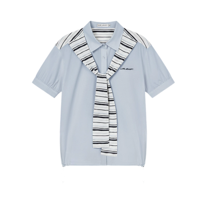 Striped Scarf Hem Shirt