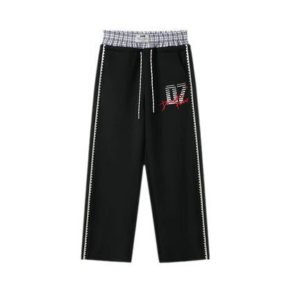 Shell Embroidery Graffiti Print Double Waist Pants