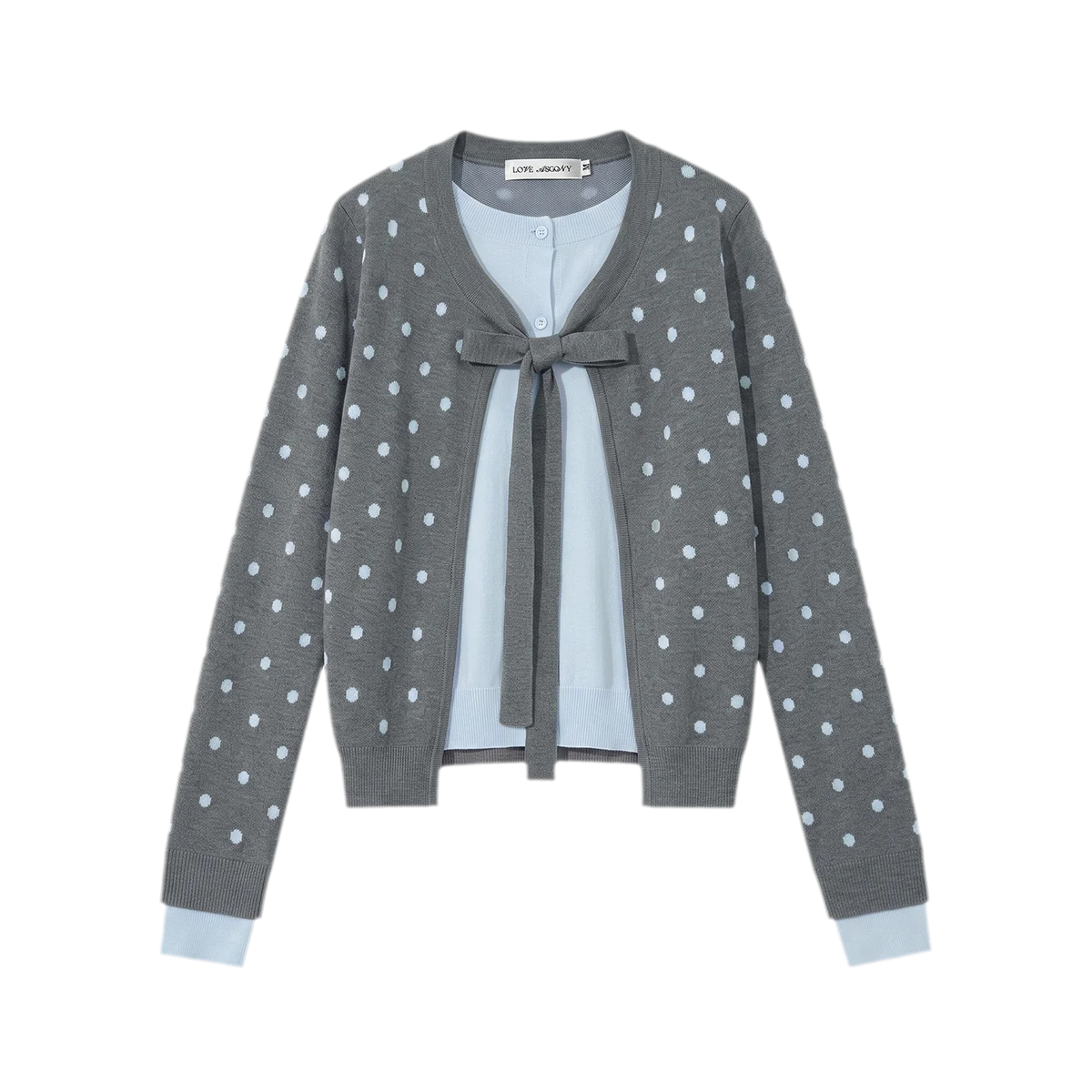 Polka-Dot Tie Bow Cardigan