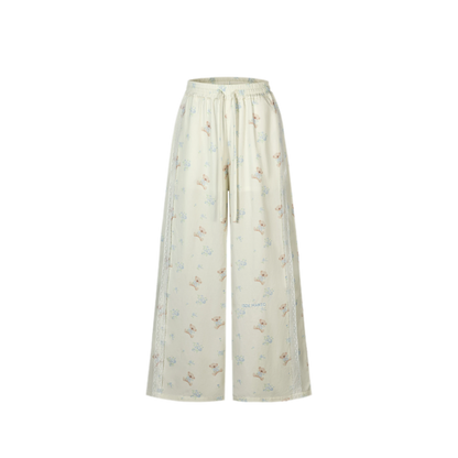 Floral Print Wide-Leg Trousers