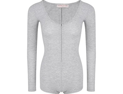 Ribbed Knit Slim Romper