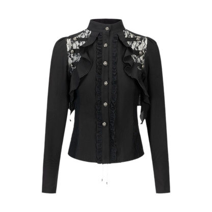 Lace Ruffle Waist Blouse