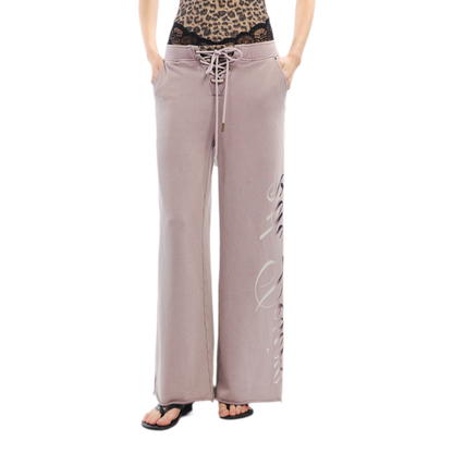 Vintage Letter Print Wide-Leg Pants