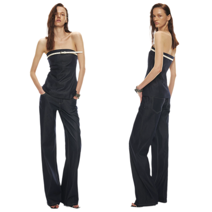 Soft Tencel Denim Fishtail Bustier Top &amp; Pants