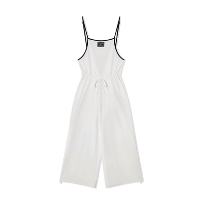 Contrast Piping Drawstring Waist Jumpsuit