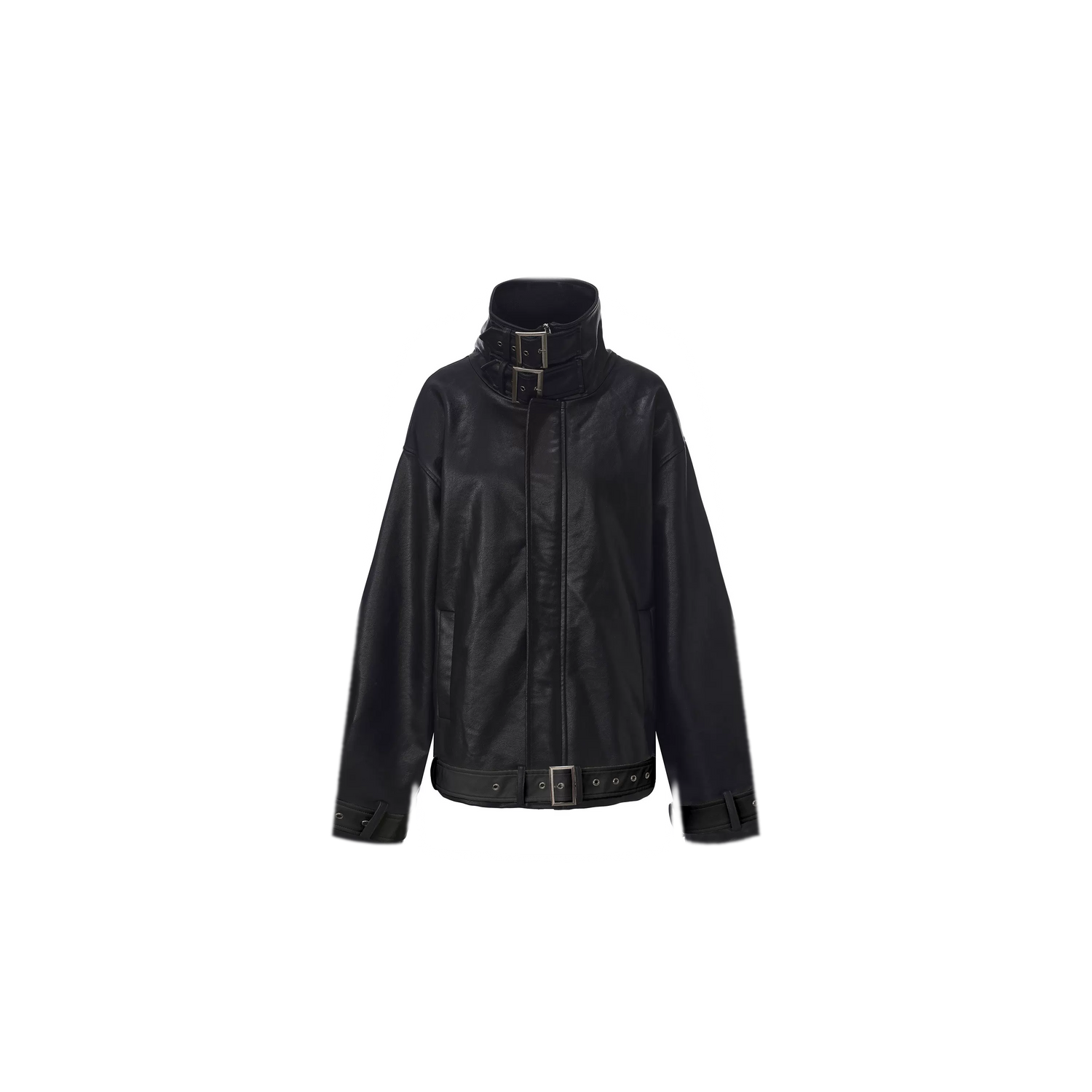 Synthetic Leather Stand-Collar Jacket