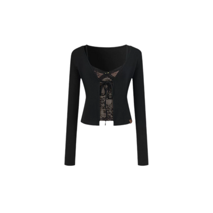 Lace Layered Tie Cardigan